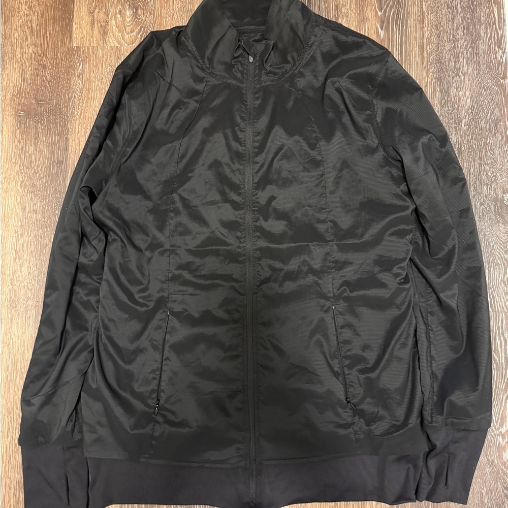 ZYIA Black Windbreaker with Ribbed Cuffs